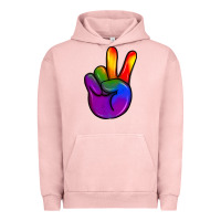 Pigment Salmon pride peace hand Urban Hoodie - JahusDesignShop