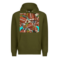 Army Green football leopard turquoise cowhide sunflower seamless pattern Premium Hoodie - JahusDesignShop