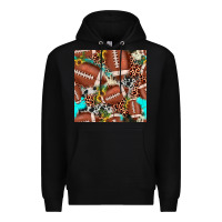 Black football leopard turquoise cowhide sunflower seamless pattern Premium Hoodie - JahusDesignShop