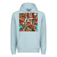 Blue Mist football leopard turquoise cowhide sunflower seamless pattern Premium Hoodie - JahusDesignShop