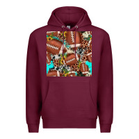 Burgundy football leopard turquoise cowhide sunflower seamless pattern Premium Hoodie - JahusDesignShop