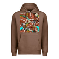 Chestnut football leopard turquoise cowhide sunflower seamless pattern Premium Hoodie - JahusDesignShop