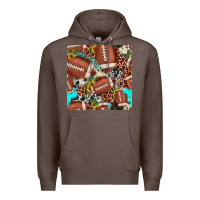 Coffee football leopard turquoise cowhide sunflower seamless pattern Premium Hoodie - JahusDesignShop