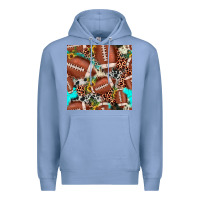 Colony Blue football leopard turquoise cowhide sunflower seamless pattern Premium Hoodie - JahusDesignShop