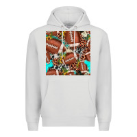 Dove Grey football leopard turquoise cowhide sunflower seamless pattern Premium Hoodie - JahusDesignShop