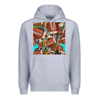Heather Grey football leopard turquoise cowhide sunflower seamless pattern Premium Hoodie - JahusDesignShop