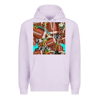 Lilac football leopard turquoise cowhide sunflower seamless pattern Premium Hoodie - JahusDesignShop