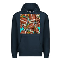 Navy football leopard turquoise cowhide sunflower seamless pattern Premium Hoodie - JahusDesignShop
