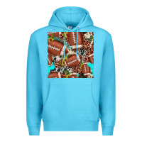 Ocean Blue football leopard turquoise cowhide sunflower seamless pattern Premium Hoodie - JahusDesignShop
