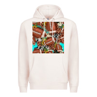 Pale Pink football leopard turquoise cowhide sunflower seamless pattern Premium Hoodie - JahusDesignShop