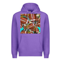 Purple football leopard turquoise cowhide sunflower seamless pattern Premium Hoodie - JahusDesignShop