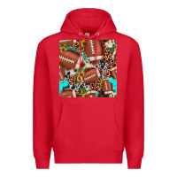 Red football leopard turquoise cowhide sunflower seamless pattern Premium Hoodie - JahusDesignShop