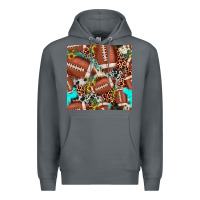 Rock football leopard turquoise cowhide sunflower seamless pattern Premium Hoodie - JahusDesignShop