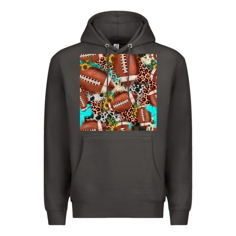 Football Leopard Turquoise Cowhide Sunflower Seamless Pattern Premium Hoodie by JahusDesignShop | Teevron