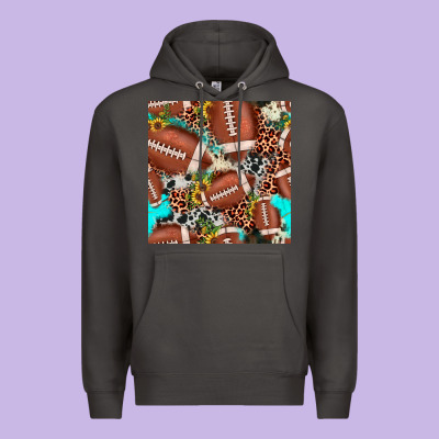 Football Leopard Turquoise Cowhide Sunflower Seamless Pattern Premium Hoodie Designed By Jahusdesignshop