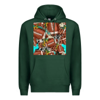 Sports Green football leopard turquoise cowhide sunflower seamless pattern Premium Hoodie - JahusDesignShop