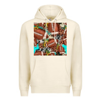 Tofu football leopard turquoise cowhide sunflower seamless pattern Premium Hoodie - JahusDesignShop