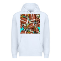 White football leopard turquoise cowhide sunflower seamless pattern Premium Hoodie - JahusDesignShop