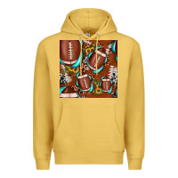 Antique Gold football leopard gemstone sunflower seamless pattern Premium Hoodie - JahusDesignShop