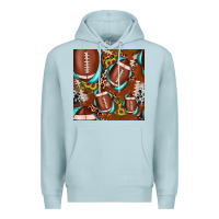 Blue Mist football leopard gemstone sunflower seamless pattern Premium Hoodie - JahusDesignShop