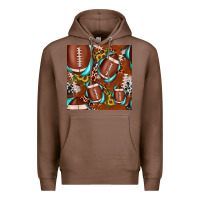 Chestnut football leopard gemstone sunflower seamless pattern Premium Hoodie - JahusDesignShop
