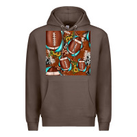 Coffee football leopard gemstone sunflower seamless pattern Premium Hoodie - JahusDesignShop