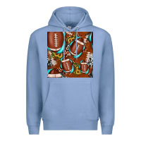 Colony Blue football leopard gemstone sunflower seamless pattern Premium Hoodie - JahusDesignShop
