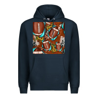 Navy football leopard gemstone sunflower seamless pattern Premium Hoodie - JahusDesignShop