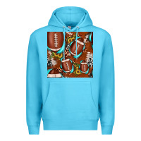 Ocean Blue football leopard gemstone sunflower seamless pattern Premium Hoodie - JahusDesignShop