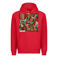 Red football leopard gemstone sunflower seamless pattern Premium Hoodie - JahusDesignShop