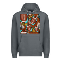 Rock football leopard gemstone sunflower seamless pattern Premium Hoodie - JahusDesignShop