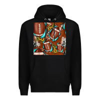 Black football leopard gemstone sunflower seamless pattern Premium Hoodie - JahusDesignShop