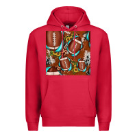 Cardinal football leopard gemstone sunflower seamless pattern Premium Hoodie - JahusDesignShop