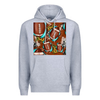 Heather Grey football leopard gemstone sunflower seamless pattern Premium Hoodie - JahusDesignShop