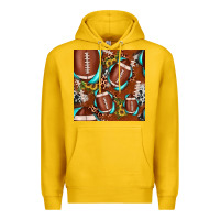 Lemon football leopard gemstone sunflower seamless pattern Premium Hoodie - JahusDesignShop