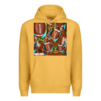 Mustard football leopard gemstone sunflower seamless pattern Premium Hoodie - JahusDesignShop