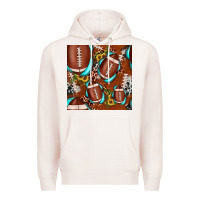 Pale Pink football leopard gemstone sunflower seamless pattern Premium Hoodie - JahusDesignShop