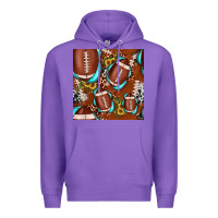 Purple football leopard gemstone sunflower seamless pattern Premium Hoodie - JahusDesignShop