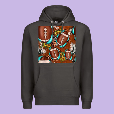 Football Leopard Gemstone Sunflower Seamless Pattern Premium Hoodie Designed By Jahusdesignshop