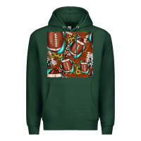 Sports Green football leopard gemstone sunflower seamless pattern Premium Hoodie - JahusDesignShop