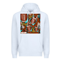 White football leopard gemstone sunflower seamless pattern Premium Hoodie - JahusDesignShop