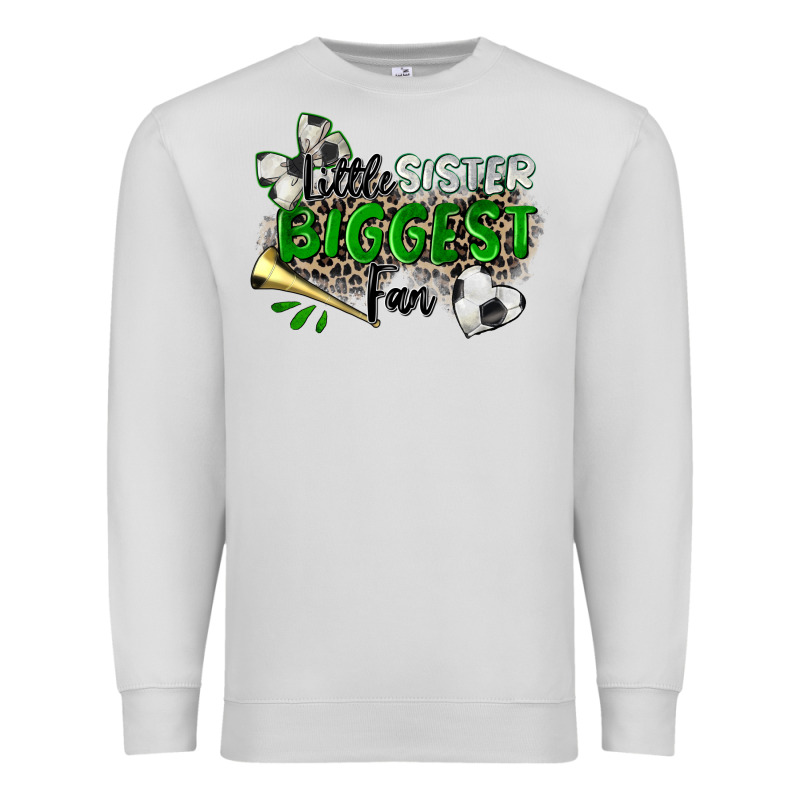 Little Sister Biggest Fan Soccer Premium Sweatshirt by Zillion Design Studio | Teevron