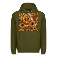 Army Green football leopard sunflower seamless pattern Premium Hoodie - JahusDesignShop