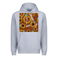 Heather Grey football leopard sunflower seamless pattern Premium Hoodie - JahusDesignShop
