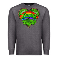 Charcoal Heather lucky heart with leopard Premium Sweatshirt - RanaPortraitStore