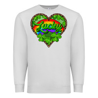 Dove Grey lucky heart with leopard Premium Sweatshirt - RanaPortraitStore