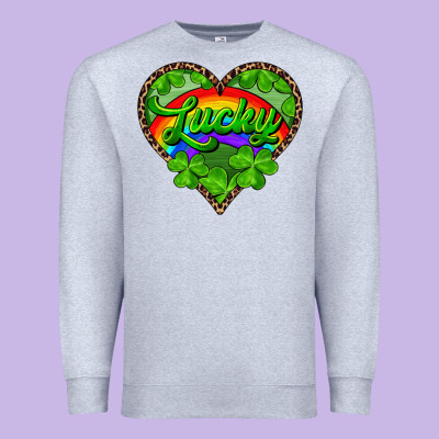 Premium Sweatshirt lucky heart with leopard