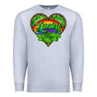 Heather Grey lucky heart with leopard Premium Sweatshirt - RanaPortraitStore