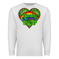 Oatmeal Heather lucky heart with leopard Premium Sweatshirt - RanaPortraitStore