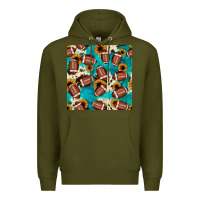 Army Green football turquoise cowhide sunflower seamless pattern Premium Hoodie - JahusDesignShop